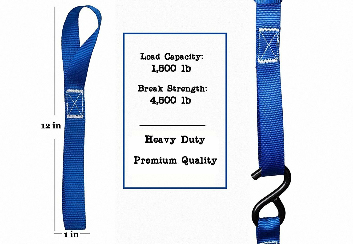 6 Pcs Soft Loop Tie Down Straps Lashing Heavy Duty Motorcycle Handlebar 4500LBS