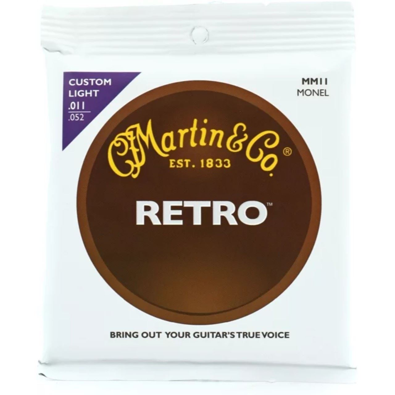 Martin MM11 Retro Monel Acoustic Guitar Strings, Custom Light