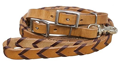 Showman 8' Light Oil & Burgundy Argentina Cow Leather Braided Contest Reins