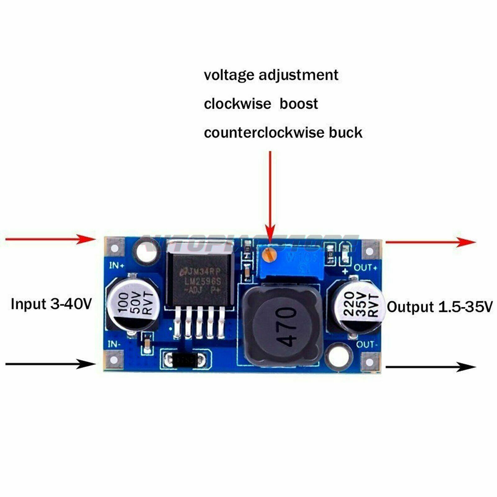 LM2596 DC-DC DC Adjustable Buck Power Supply Module Board 3A 12/24V to 12/5/3.3v