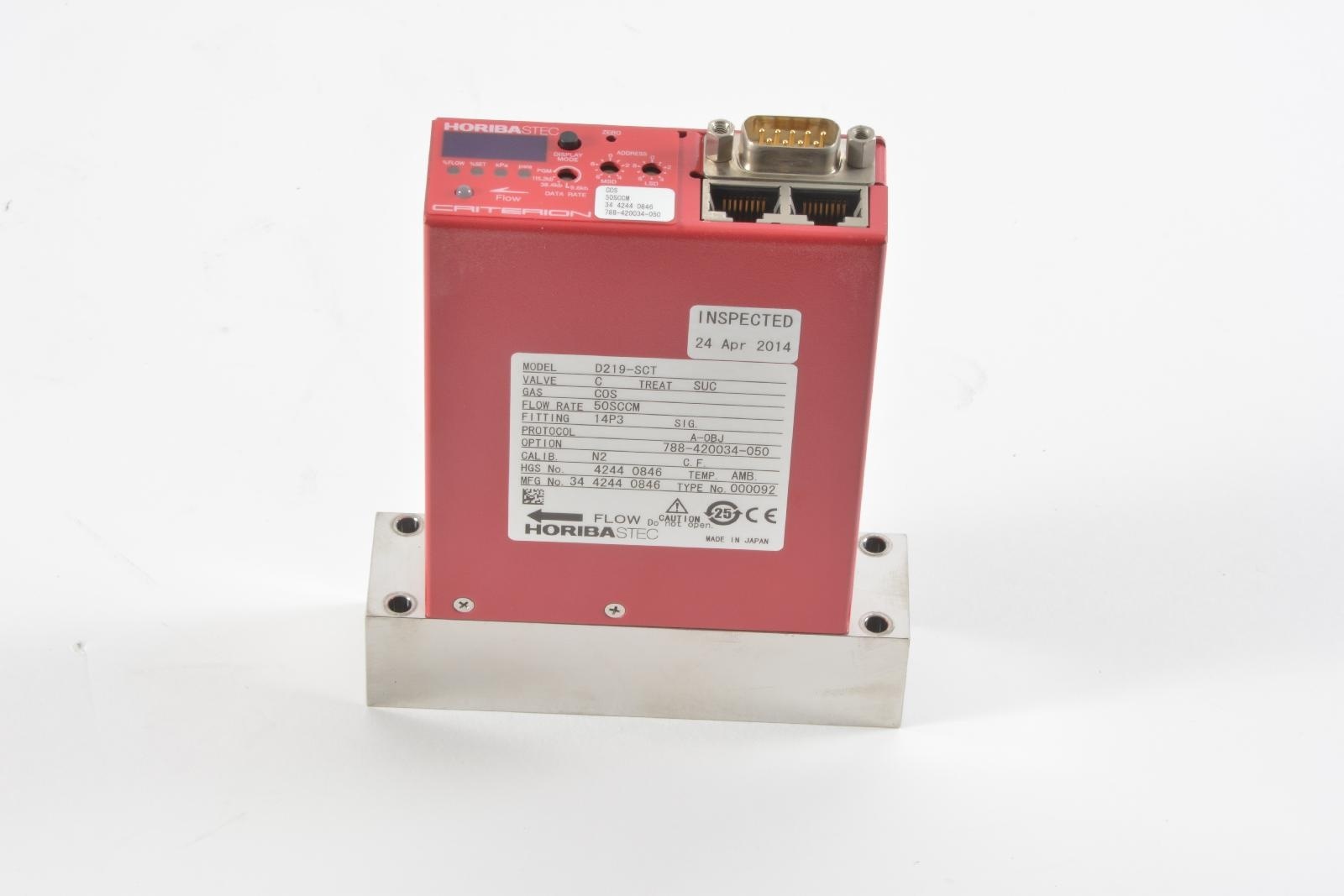 Horiba STEC Criterion D219-SCT COS 50sccm Mass Flow Controller
