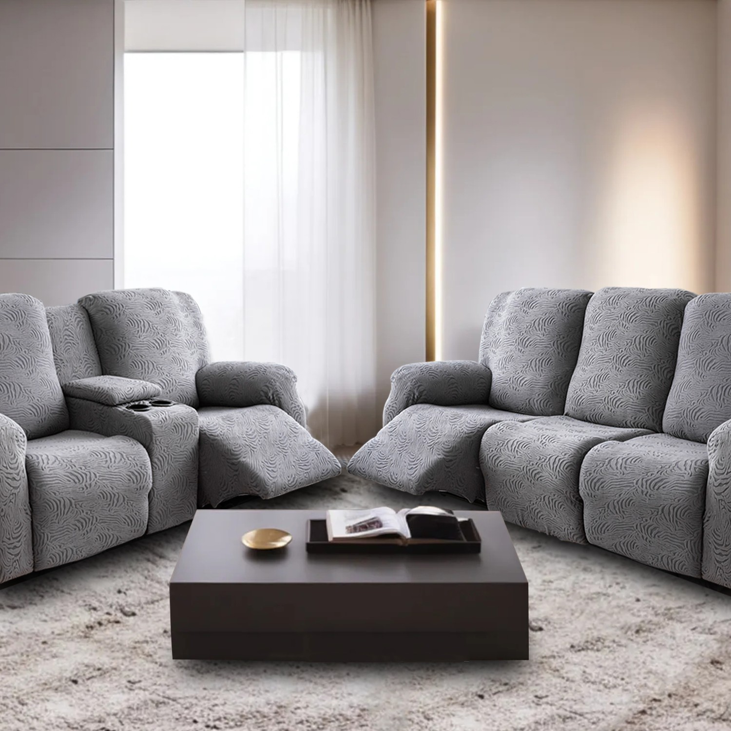 Recliner Chair Cover,Stretch Sofa Cover 3 Seater With Arm Rest, Couch Cover Soft