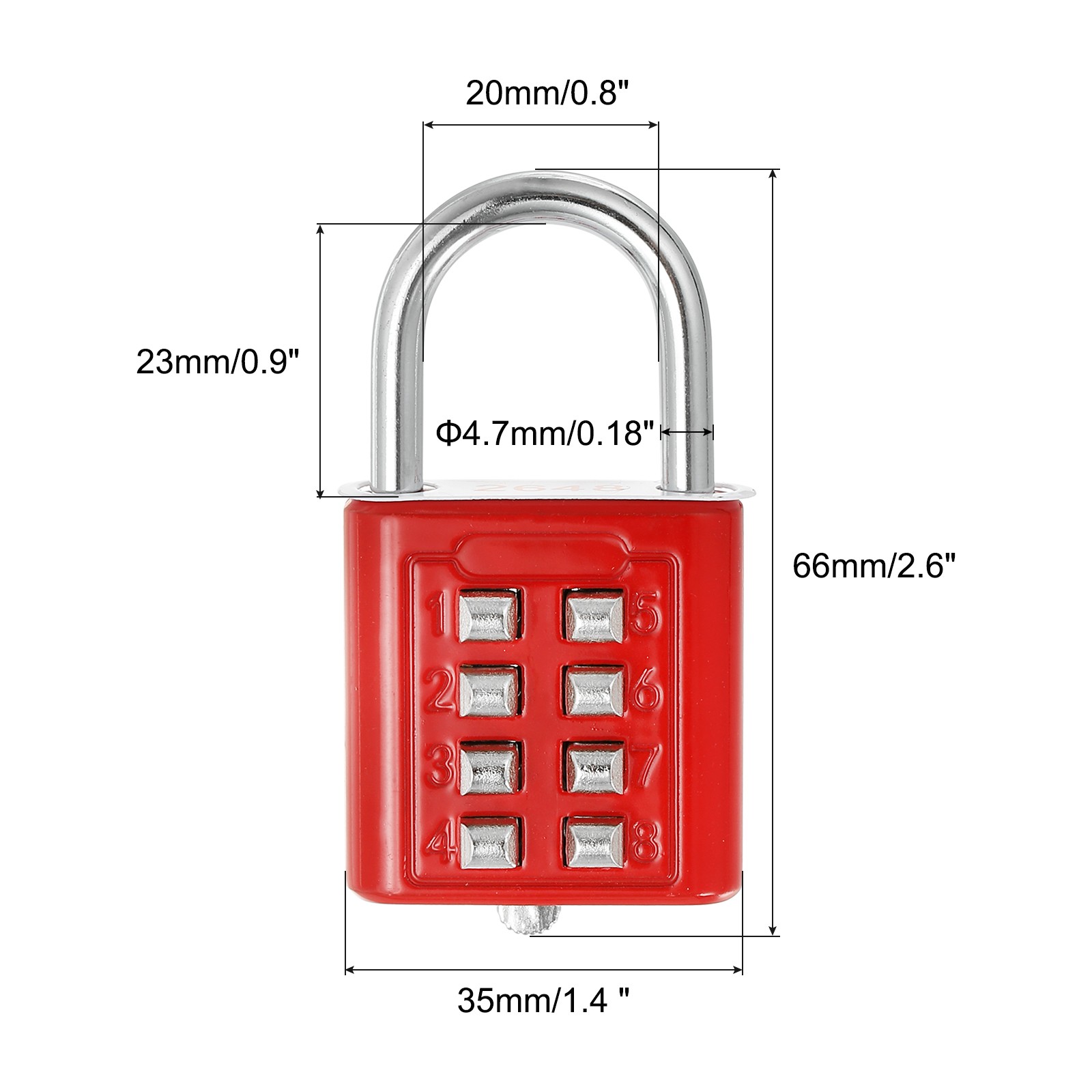 8 Digit Button Combination Padlock 3pack 4 Digit Locking Mechanism Lock Red