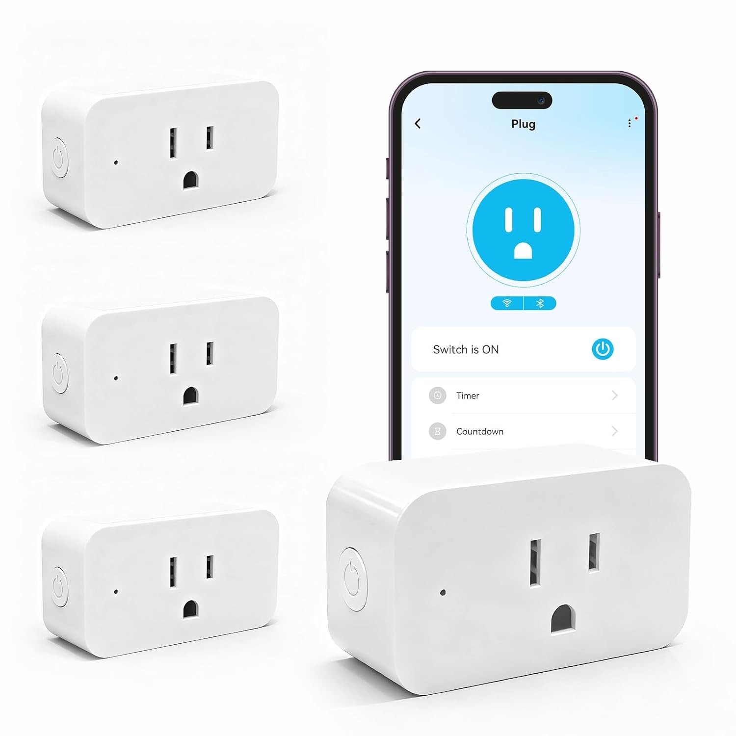 Smart Plug 15A/1800W - Alexa & Google Home Compatible, 4-Pack Functionality