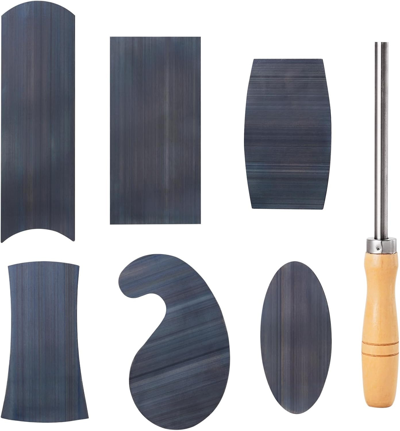 Cabinet Scraper Burnisher with 6 Piece Multi-Shaped Scraper Set 1 Oval 2 Double