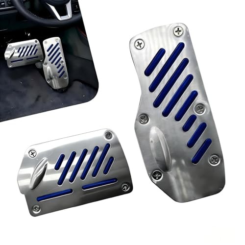 Non-Slip Car Pedal Covers, Premium Aluminum Alloy Automatic 2 PCS Blue