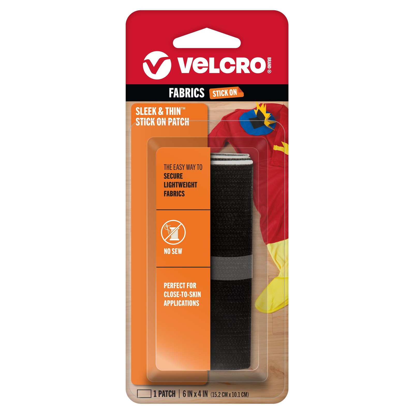VELCRO Brand Sleek and Thin Stick On Wide Rectangle for Fabrics | 6in x 4in,