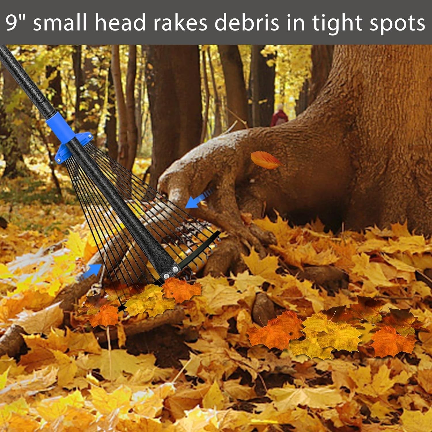 Expandable Rake with Long Handle for Easy Yard Work - From Pine Straw to Leaves