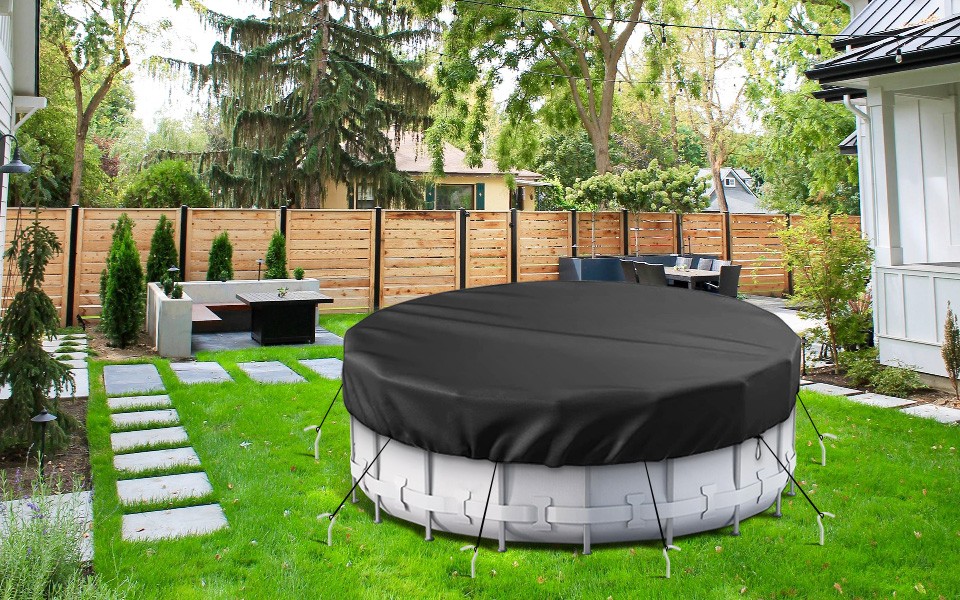 Windproof Circular Pool Cover with Accessories For Ground Pool 21Ft Diameter