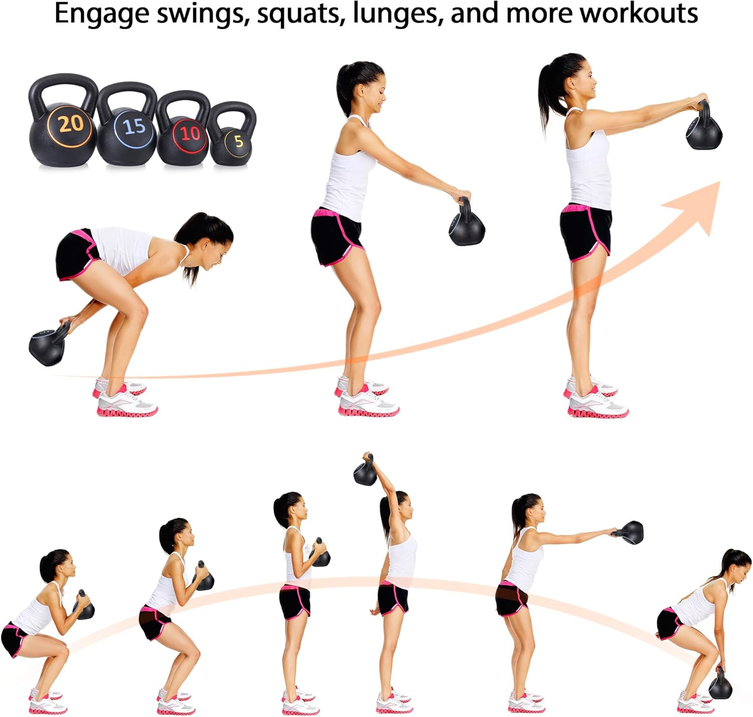 4-Piece Kettlebells Weights Set, Wide Grip Strength Training Soft Kettlebell, Ex