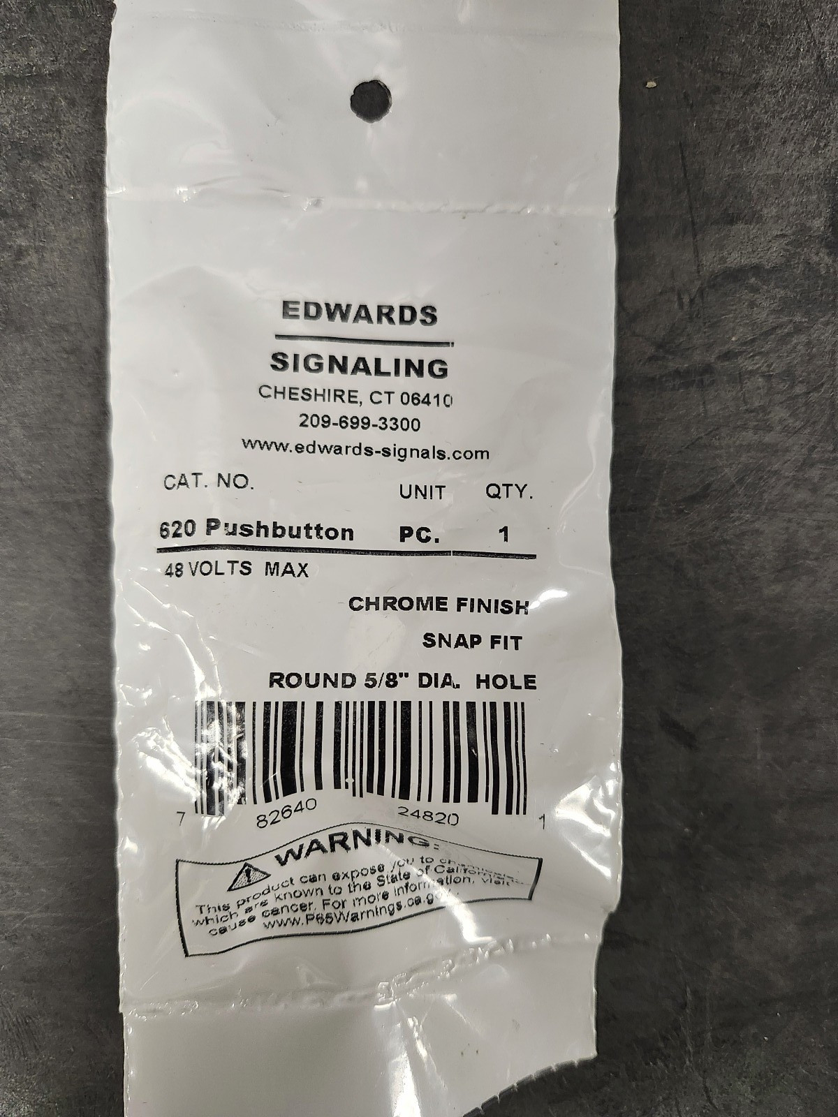 Push Button, Chrome Rim, Ivory button cap, Edwards #620