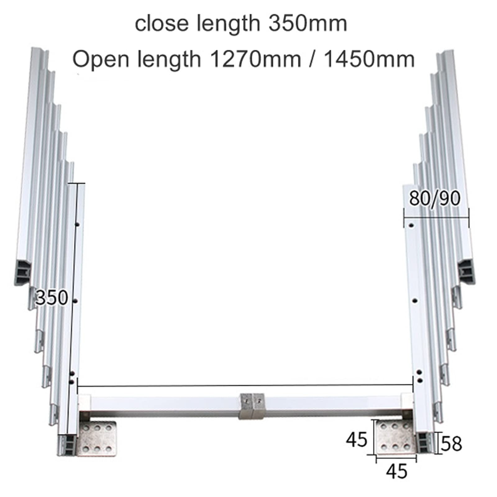 Full Extension Table Slide, Aluminum Telescopic Cabinet Table Guide Rail Hing...