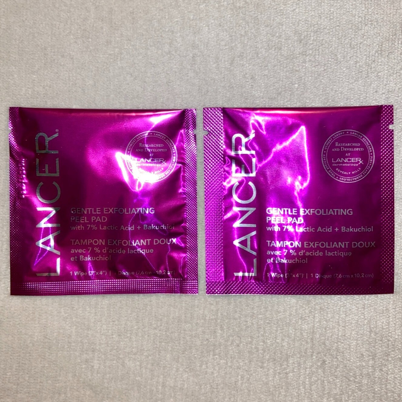 2x Lancer Skincare Gentle Exfoliating Peel Pad (2 Single Pads Total) NWOB