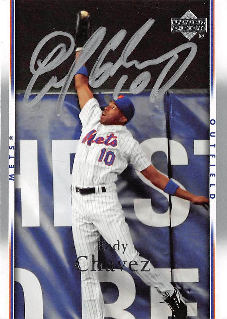 Endy Chavez autographed baseball card 2007 Upper Deck #381 The NLCS Catch Silver