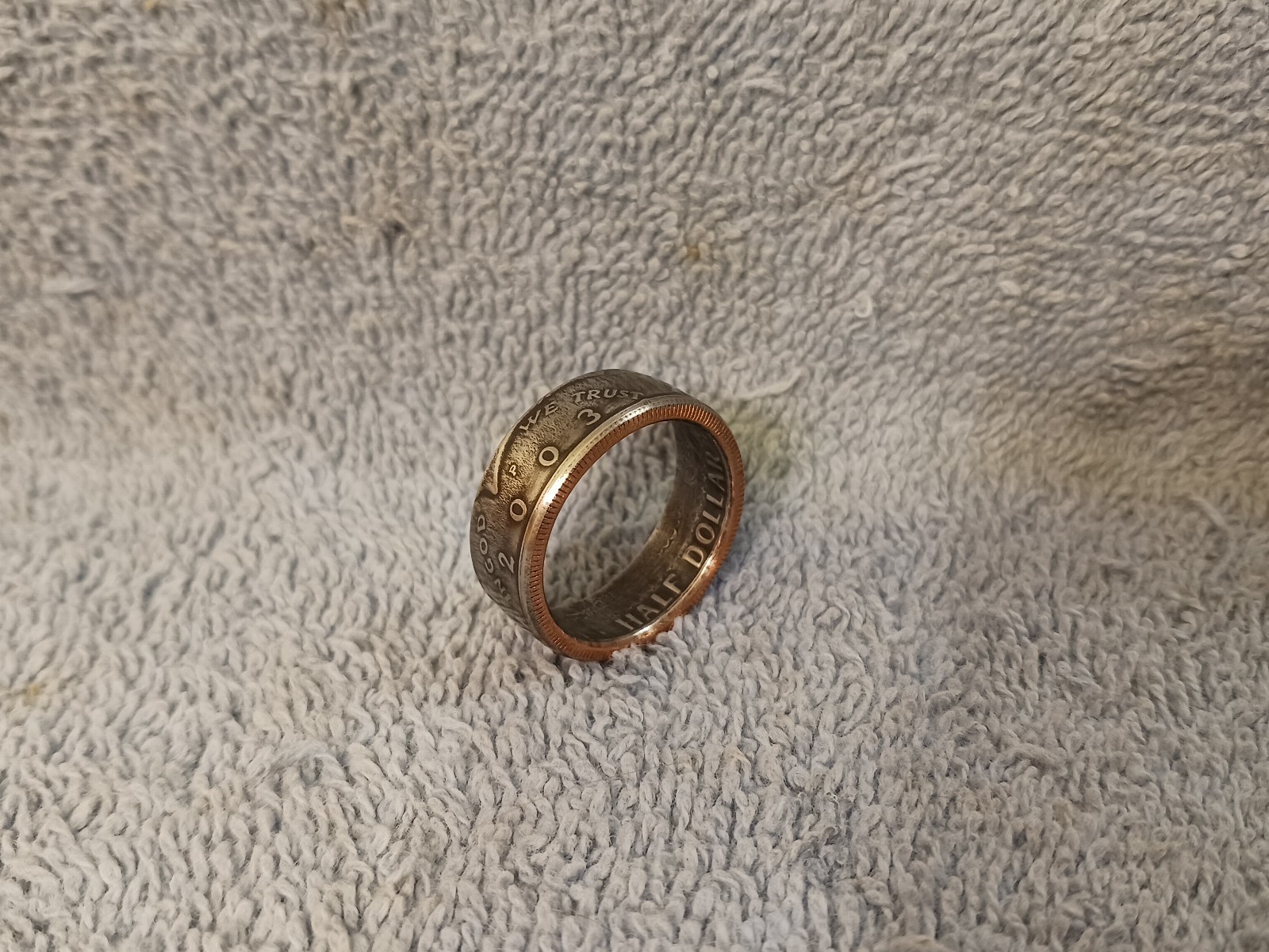 2003 Kennedy Half Dollars  size 11-1/2   coin ring  handmade mixed metals