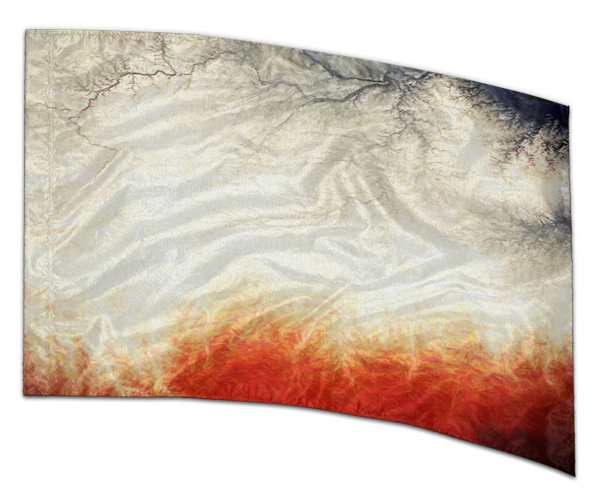 COLOR GUARD FLAGS FIERY ABYSS SILKS - NEW - 36" x 54" Standard Curved