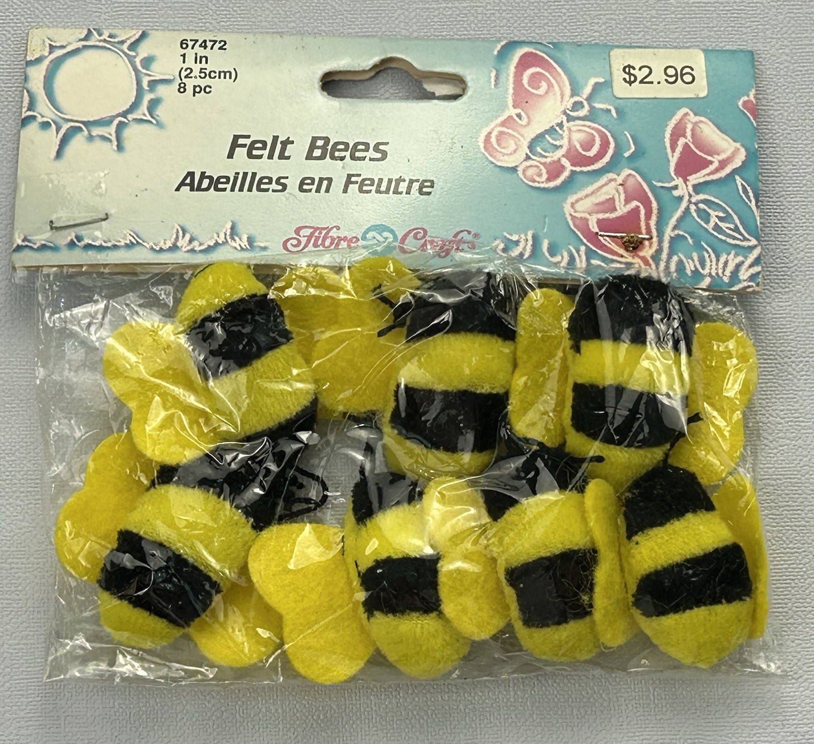 Fibre Craft Felt Bees 1” Craft Embellishments 8pc Open Pack Missing 1