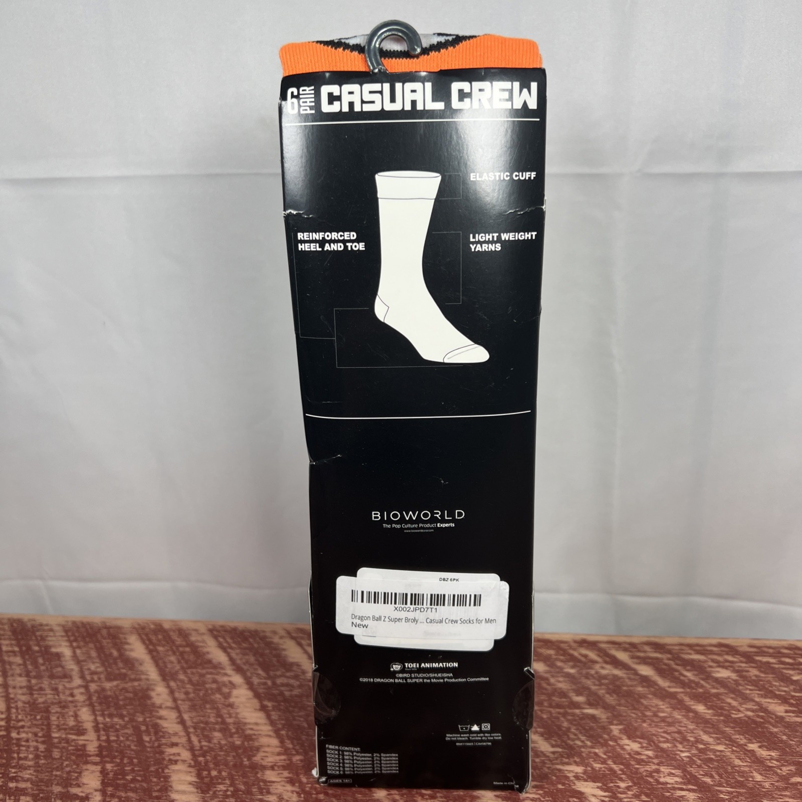 Men's Socks Dragon Ball Z The Movie 6 Pair Casual Crew Size 8-12 New in Package