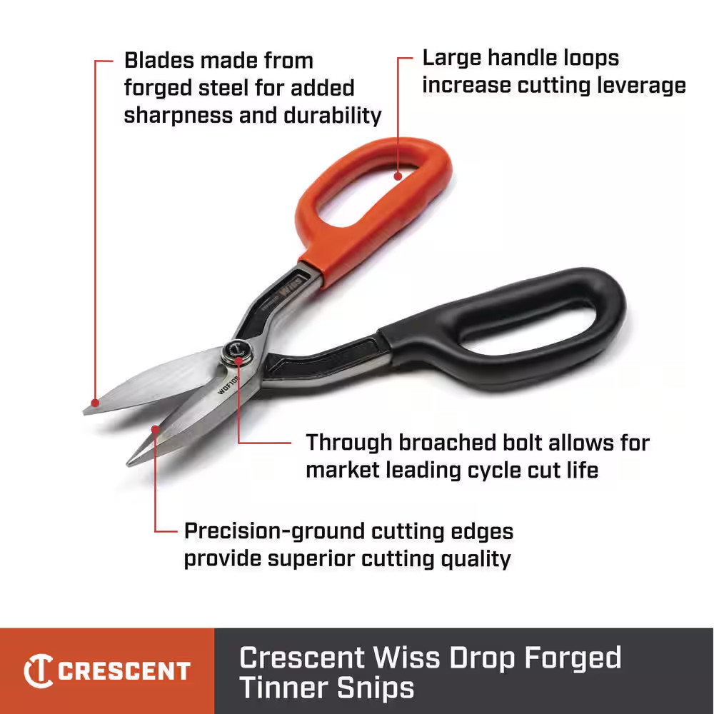 Wiss Tinner Snips Aviation Shears Sheet Metal Cutter HVAC Straight Cut Heavyduty