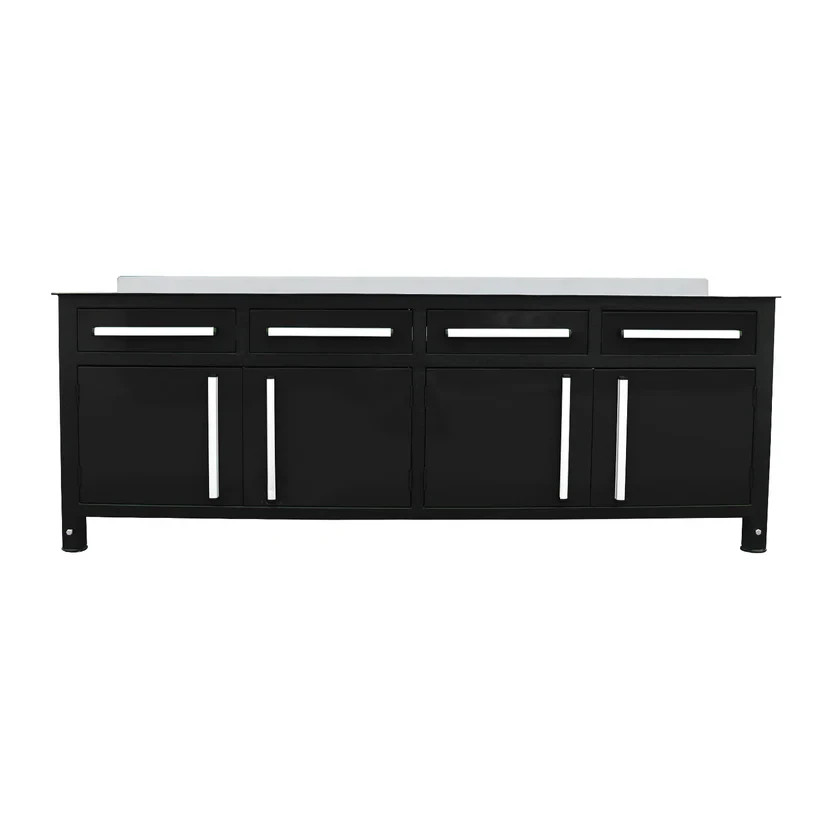 7FT Black Pro Duty Steel Workbench Tool Storage Cabinet All in One Work Station