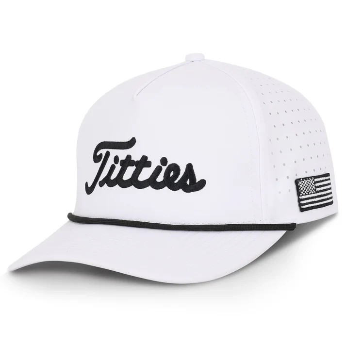 Curves & Clubs Titties Golf Hat - Funny American Hat - (White and Black)