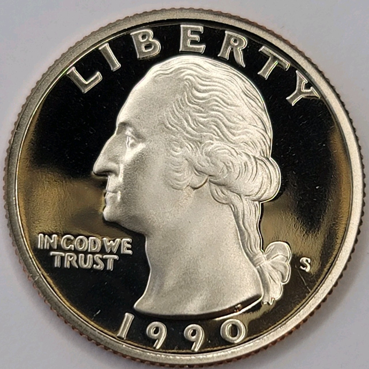 1990 S Gem Proof DCAM Washington Quarter - CN-Clad