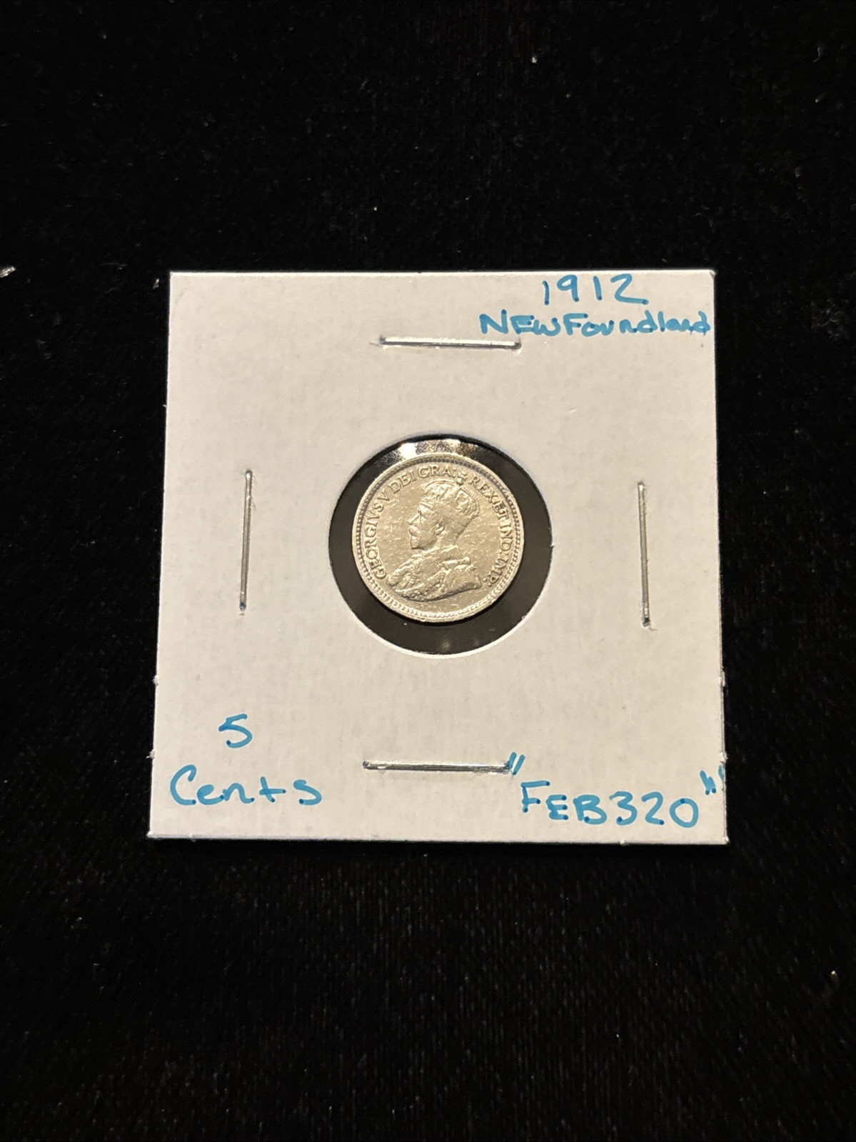 1912 Newfoundland 5 Cents Silver “feb320” Canada 5C