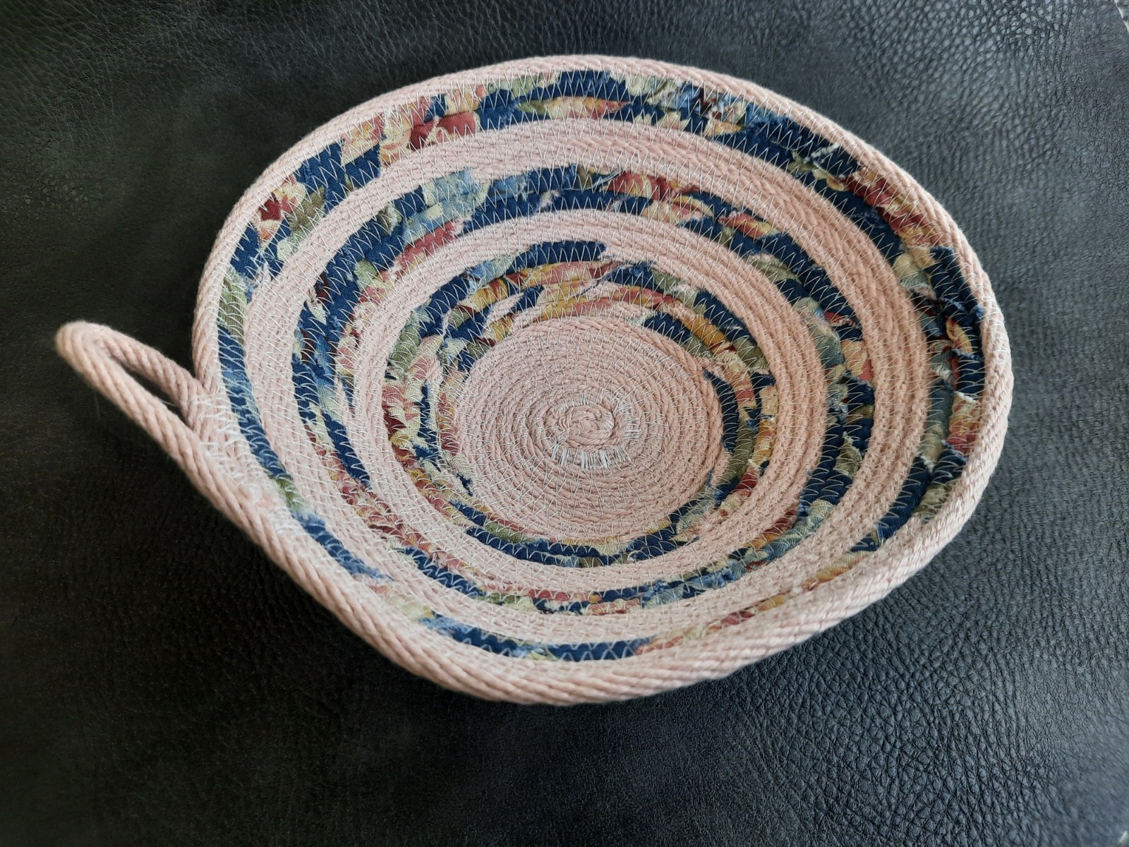 Hand Crafted Rope Bowl Coiled Pink