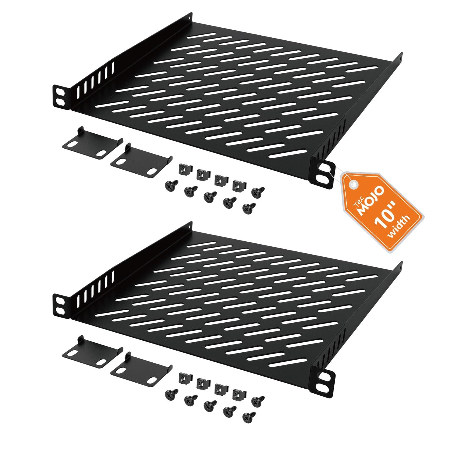 Vented Rack Mount Shelf 0.5U Cantilever Tray Network Cabinet 10 In 2 Pack