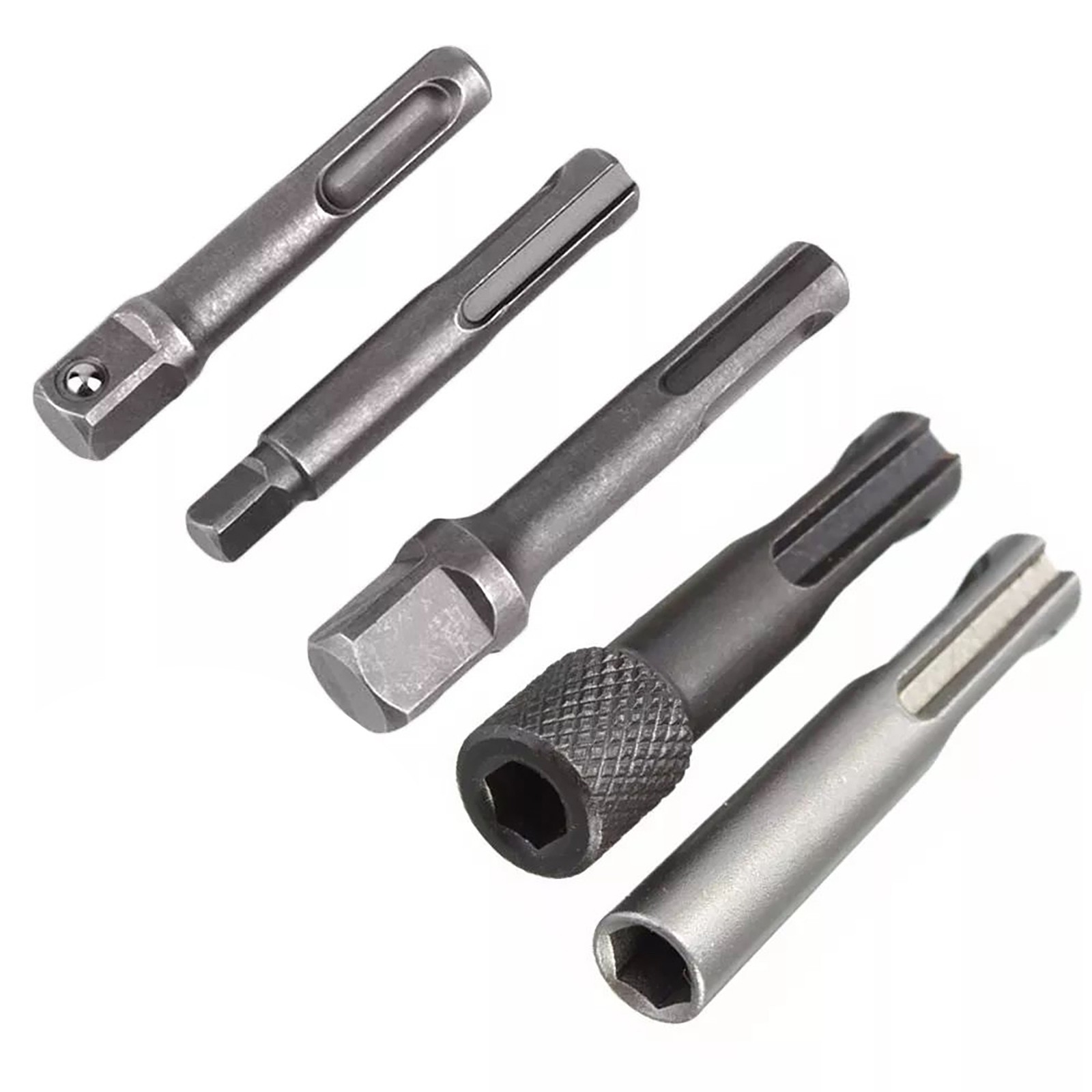 5pcs/Set SDS Plus 1/4 Hex Socket Driver Tool Screwdriver Bit Chuck Adaptor Bar