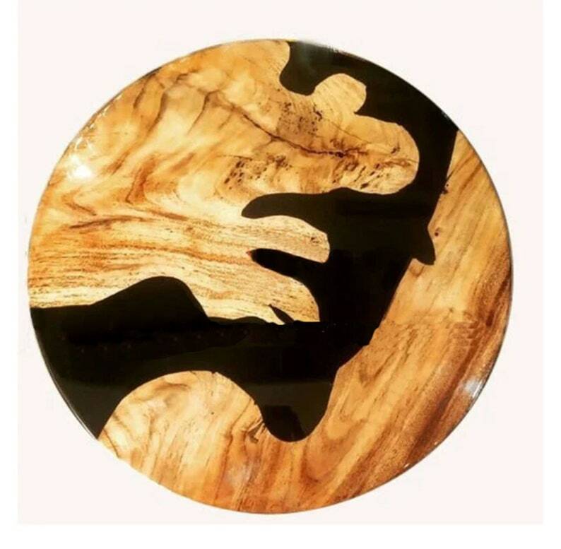 18" Epoxy Resin Wooden Coffee Table Top Home Office Decor