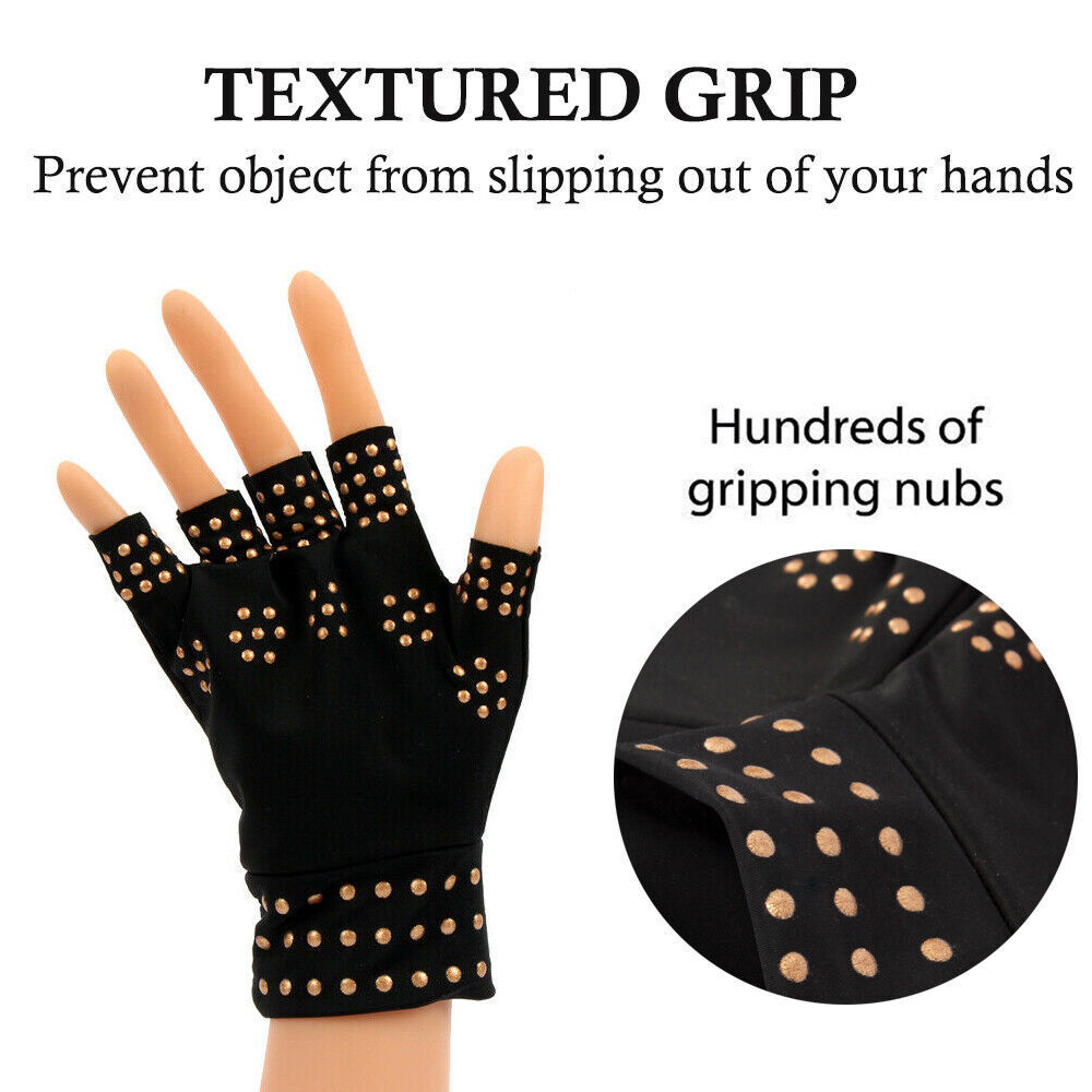 2 Pair Copper Arthritis Compression Gloves Hand Carpal Support Joint Pain Relief