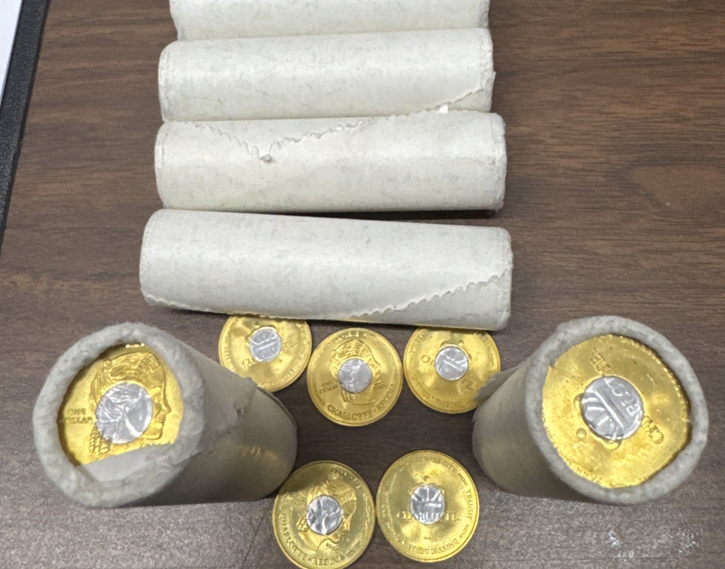 💥Lot Of 50 Coins Charlotte NC NC Trolley Transit Parking Tokens (rolled)💥