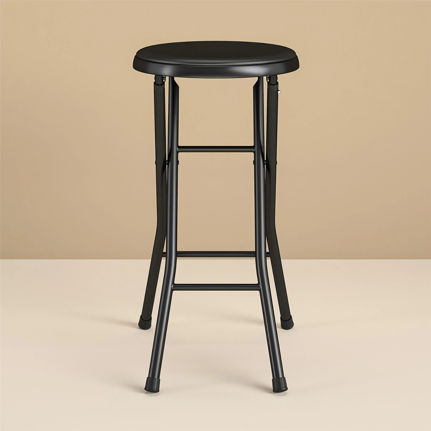 2 Pack Folding Metal Stool, Black, Multi-purpose Seating, Durable and Sturdy