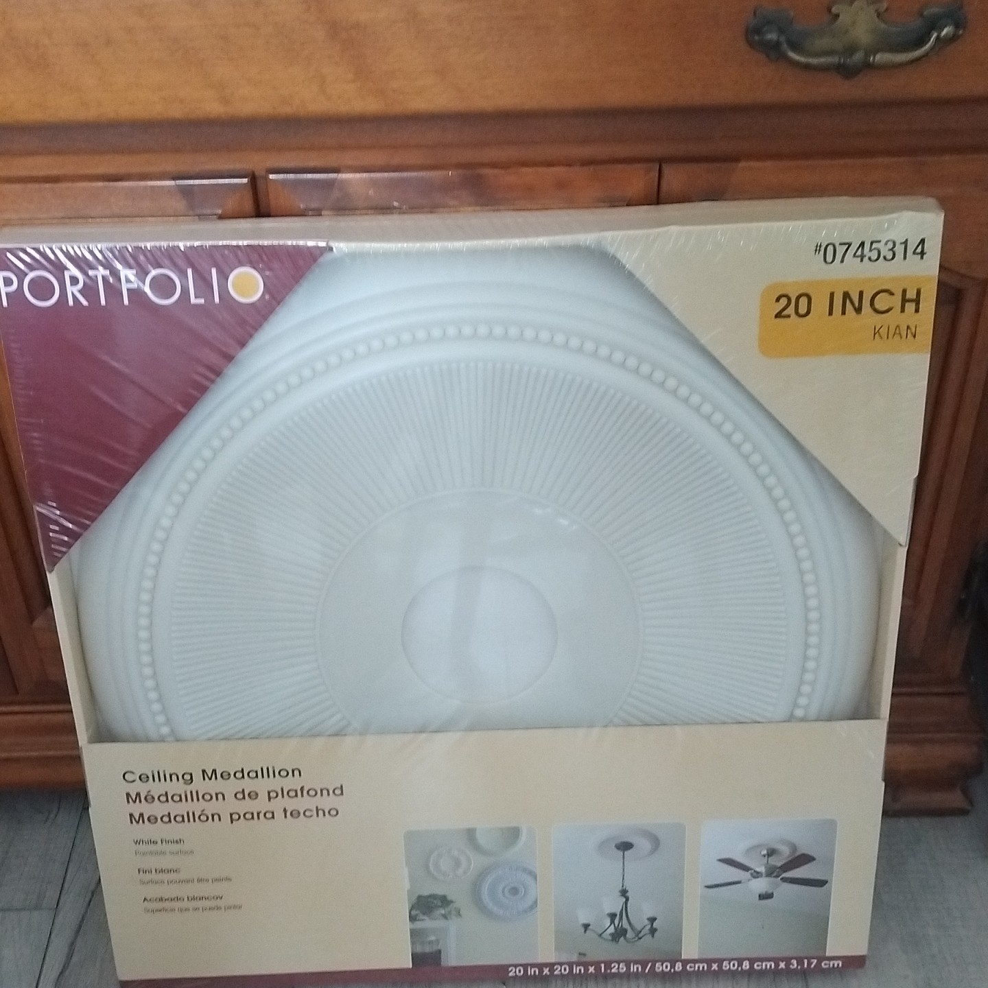 Portfolio Kian 20in White Paintable Ceiling Medallion Fan/Light MPN 0745314