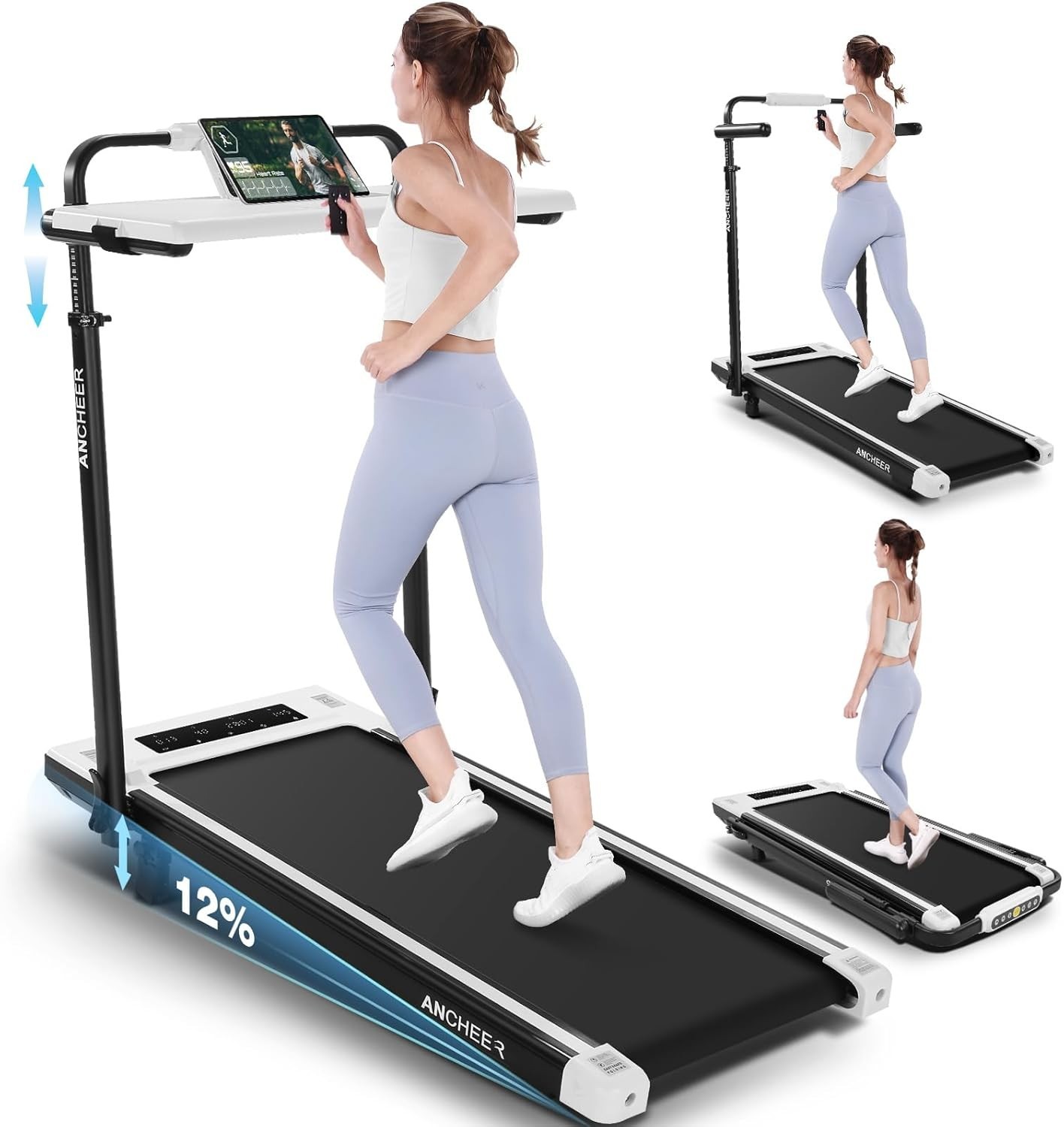 Treadmill with 12% Auto Incline, 3.5HP Heavy Duty Treadmill for Home, 300 lbs+
