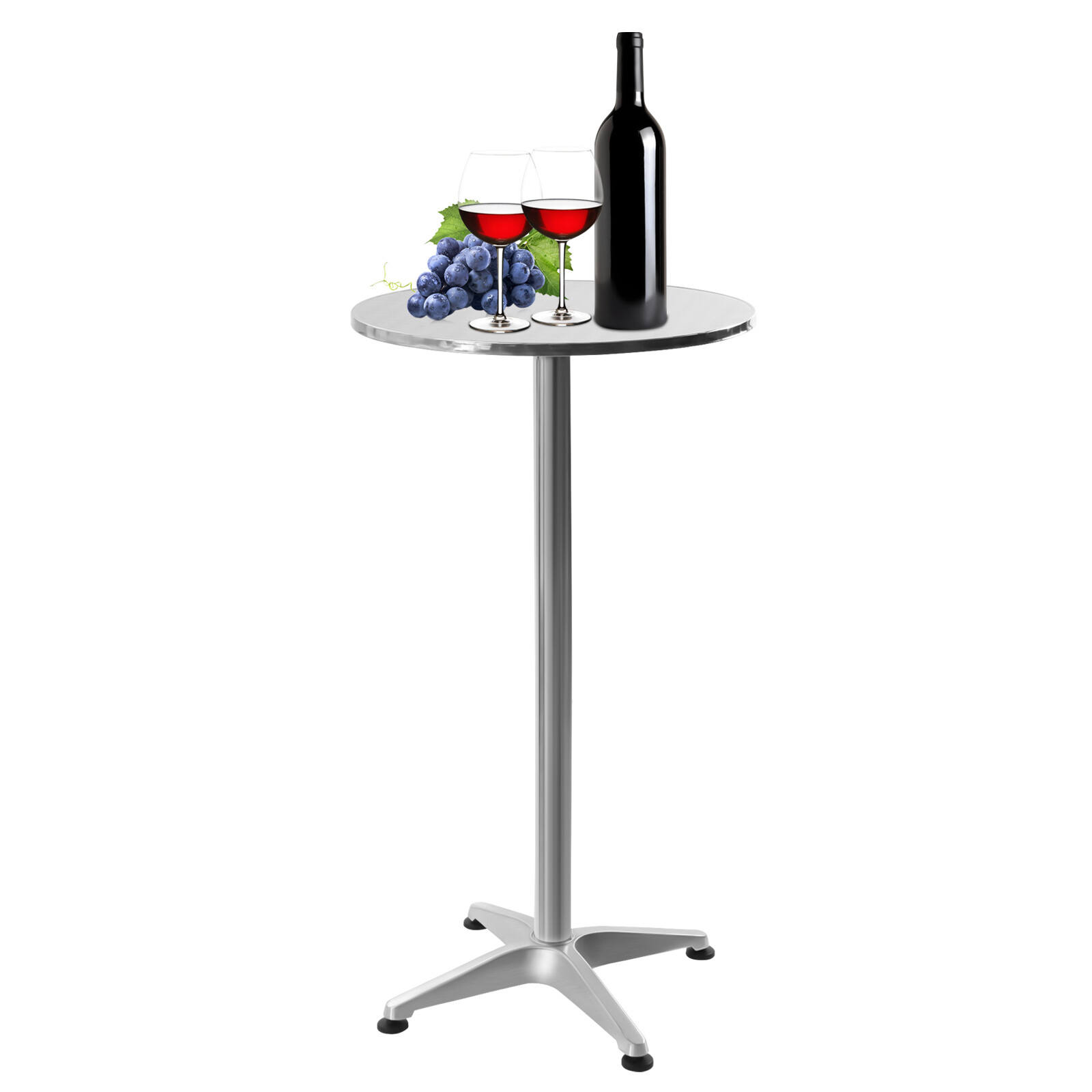 Versatile Round Bistro Table with Metal Base and Adjustable Height