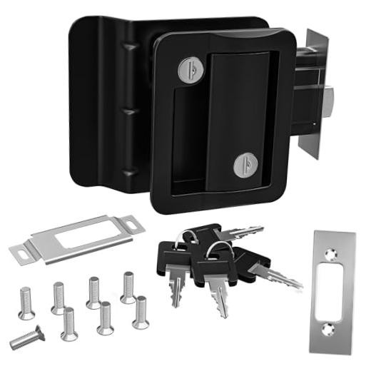RV Travel Trailer Entry Door Lock Polar Black Paddle Deadbolt
