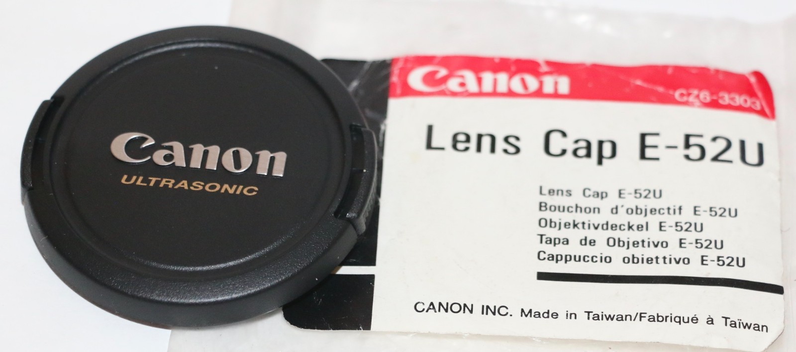 Canon E-52U 52mm Snap On Front Lens Cap Free USA Shipping New Old Stock