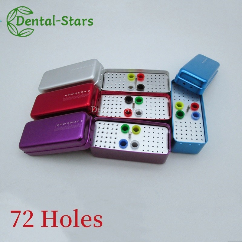 72 Holes Dental Endo Box FG Files Bur Holder Autoclave Disinfection Box 4 Colors