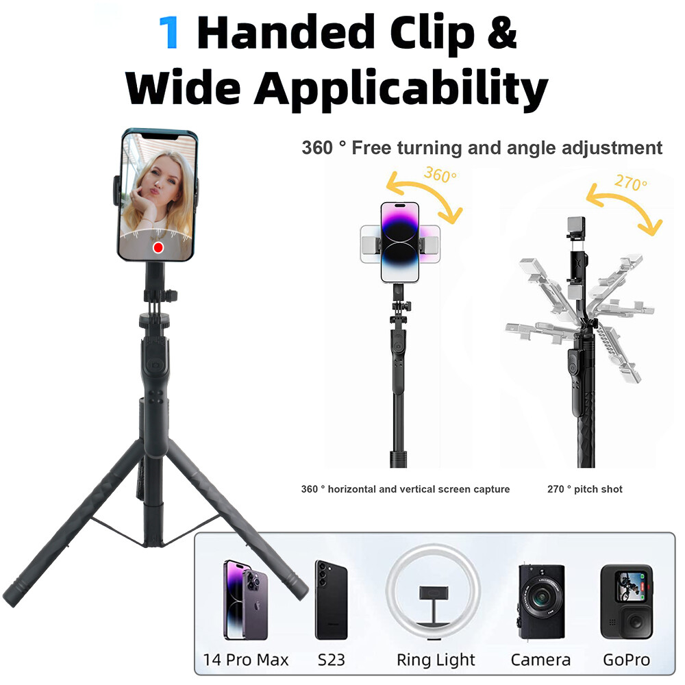 Portable 68" Wireless Remote Selfie Stick Tripod Phone Stand For iPhone Camera