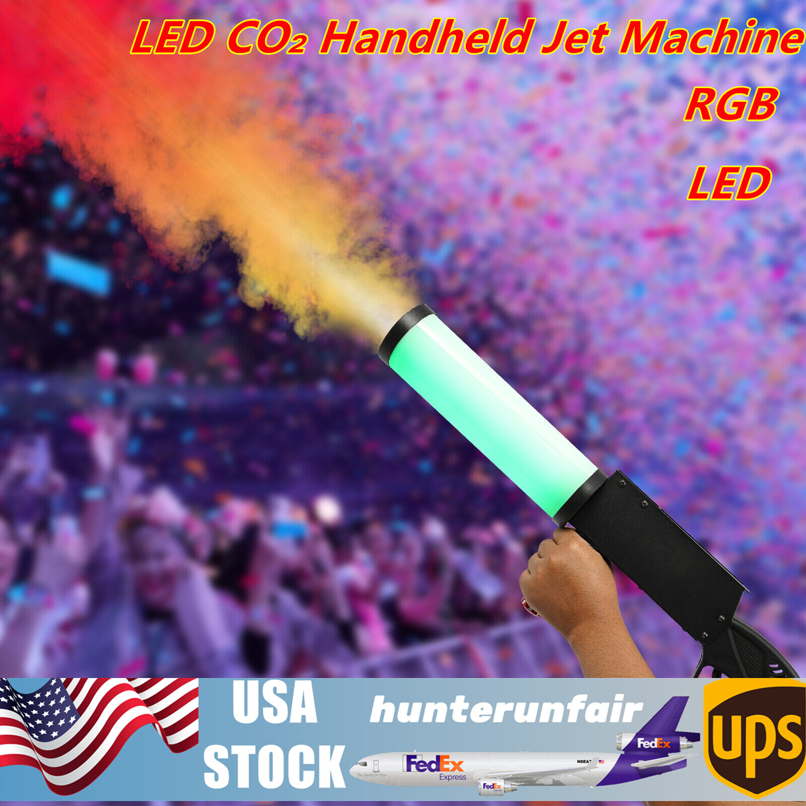 Night club Bar Party RGB Led DJ Stage Co2 Jet Machine Effect Fogger Smoke Gun US