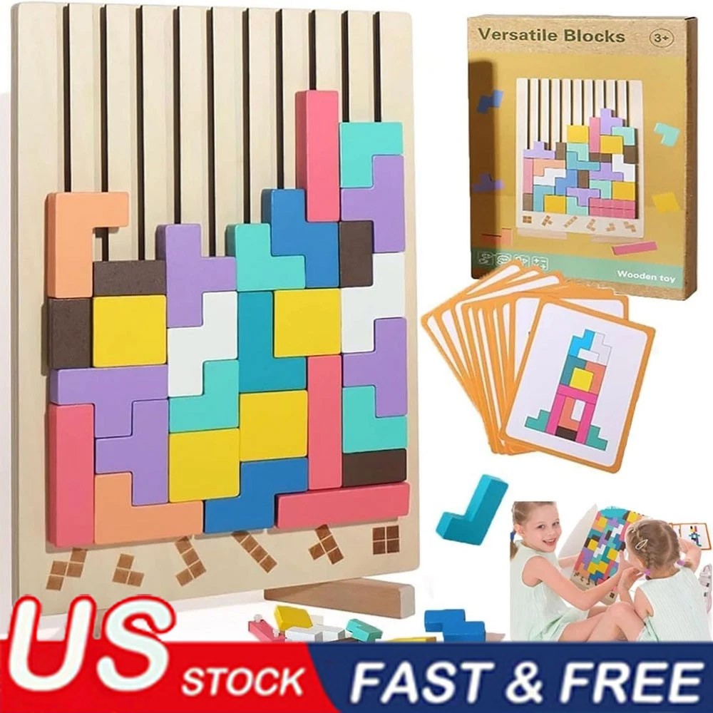 Wooden Stacking Puzzle Toy, 3D Montessori Wooden Stacking Puzzles Game US