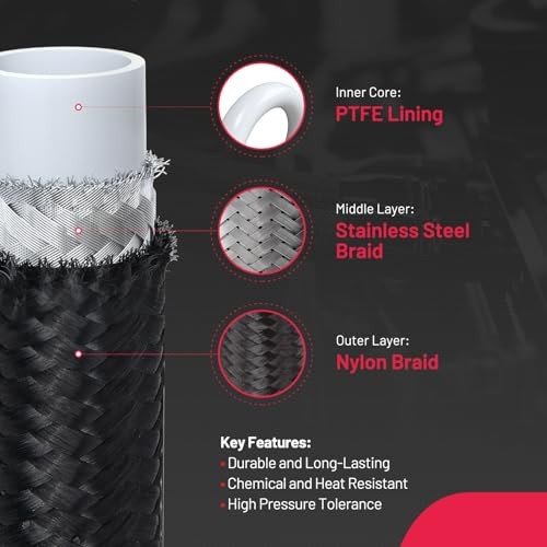 10FT 5/16" ID Fuel Line Kit 6AN Fitting Compatible with E85 Ls 6AN 10FT PTFE