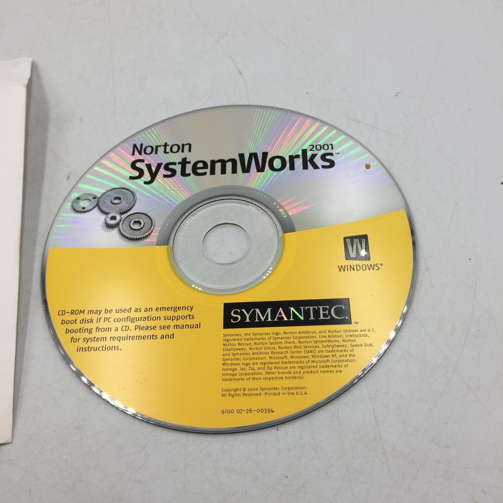 Norton SystemWorks 2001 Software Disc Symantec