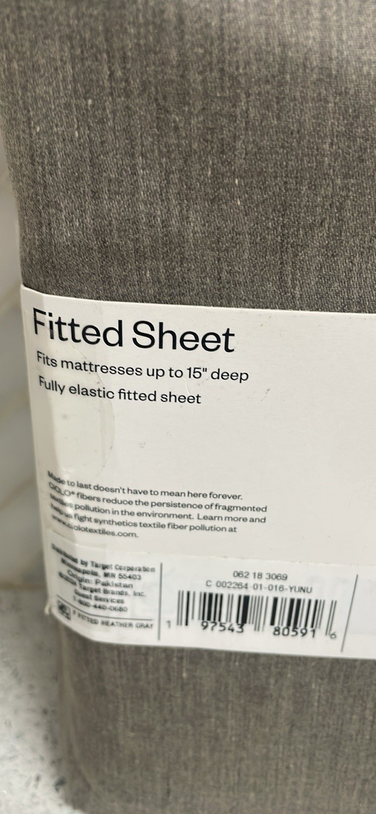 Room Essentials Cotton Blend Sateen Fitted Sheet Full Heather Grey