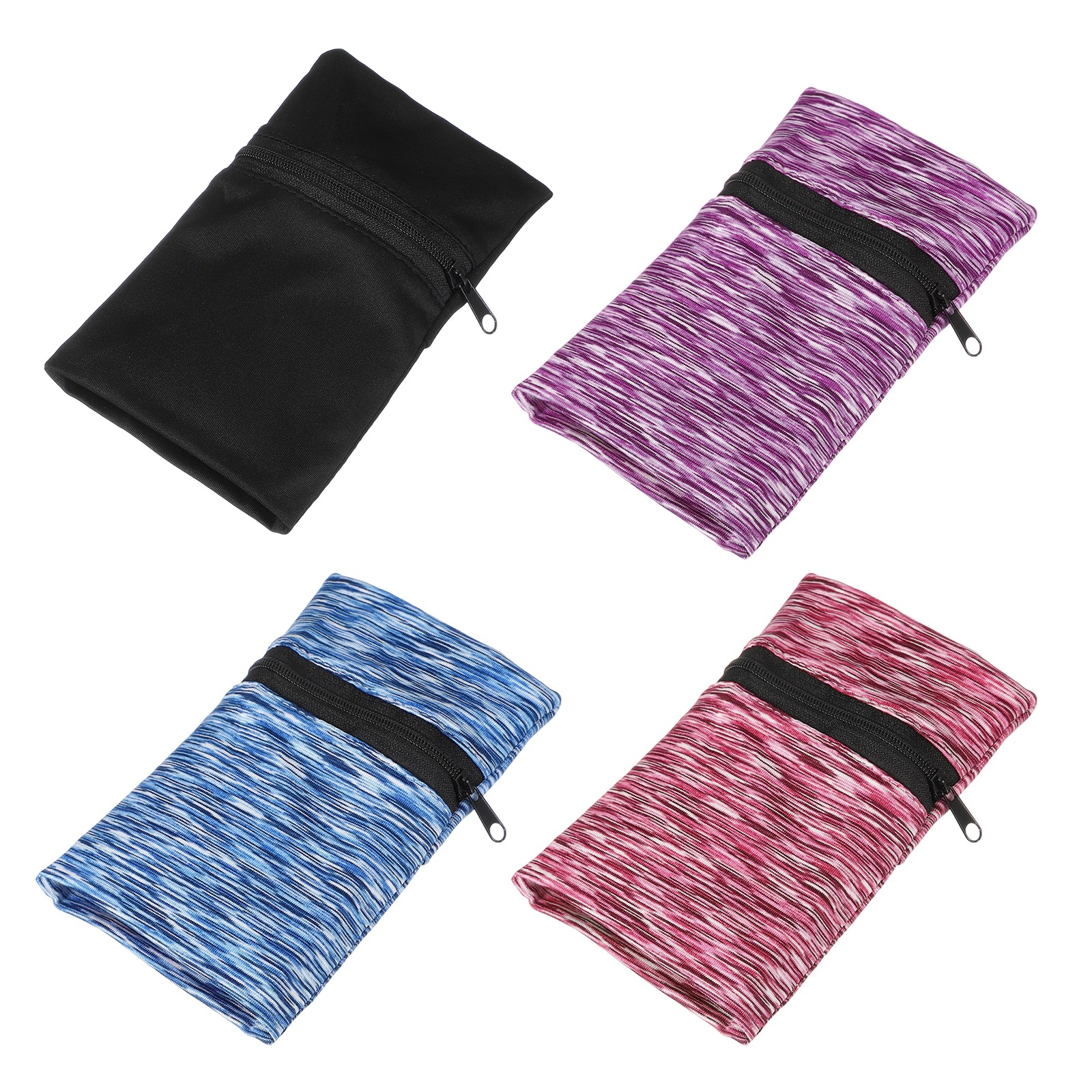 Wrist Pouch, Wrist Wallet, 4 Pack & 6 x 4 Inch & Black/Purple/Blue/Pink