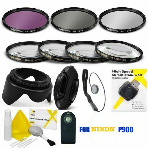 67MM FILTER KIT +  MACRO LENS KIT + REMOTE + HOOD +USB FOR NIKON COOLPIX P900