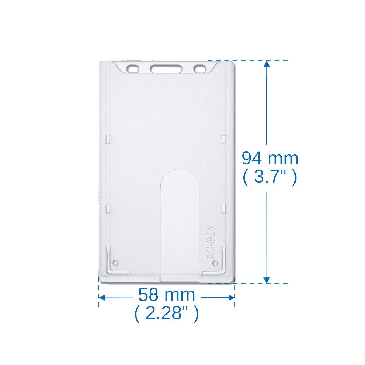 25 Pack - Rigid Hard Plastic Clear Vertical Top Load ID Badge Holders AC-915