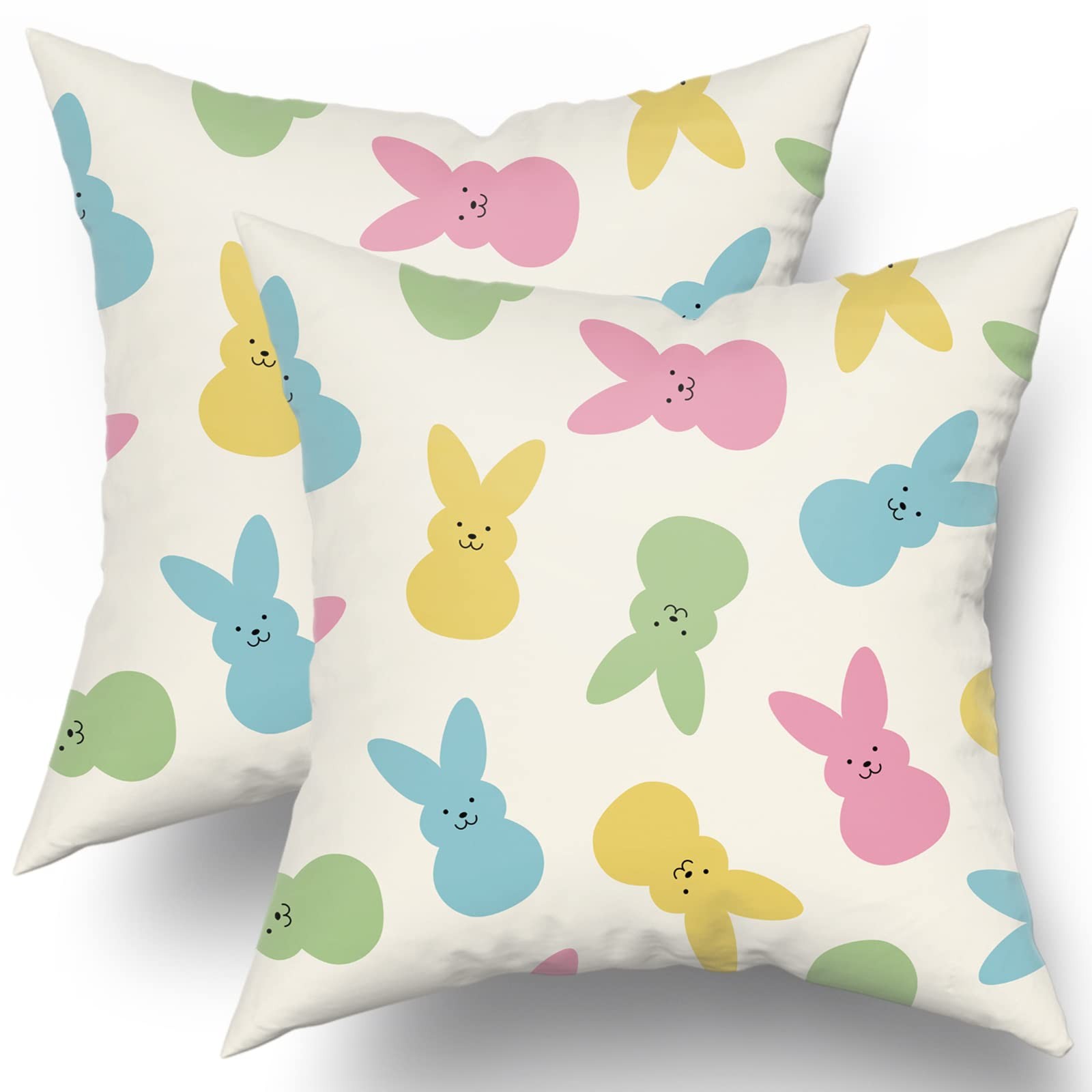 Spring Easter Pillow Covers 18x18 Set of 18" x (Pack 2), Bunny